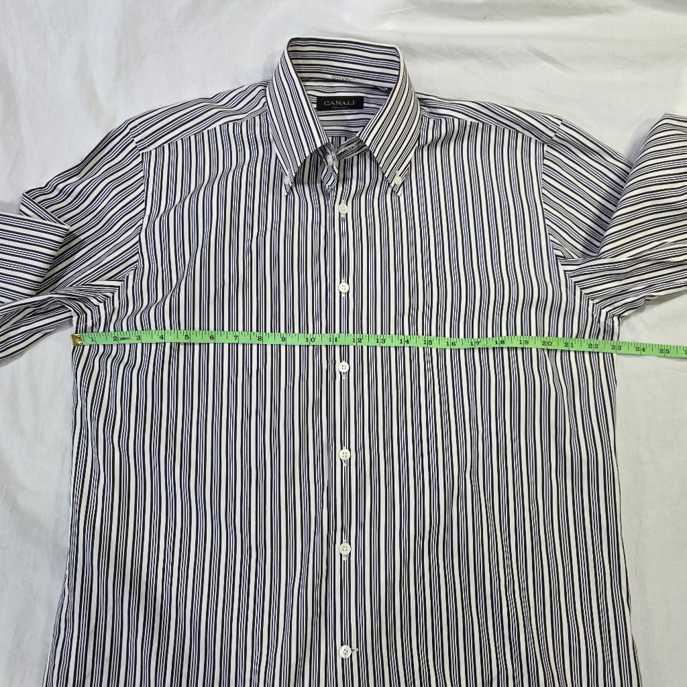 Canali Made In Italy Classic Cotton Striped Designer Shirt Corporate Sartorial - Picture 6 of 10